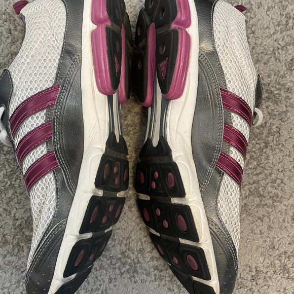 EUC Ladies Size 11 Adidas white and pink mesh 3d cushion lace up trainers - Picture 4 of 13